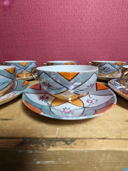 Japanese Translucent Porcelain Cups and Saucers x 6