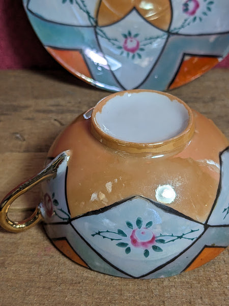 Japanese Translucent Porcelain Cups and Saucers x 6