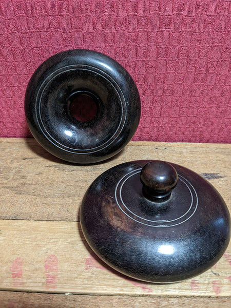 Vintage Ebony Lids x 2