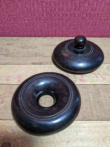 Vintage Ebony Lids x 2