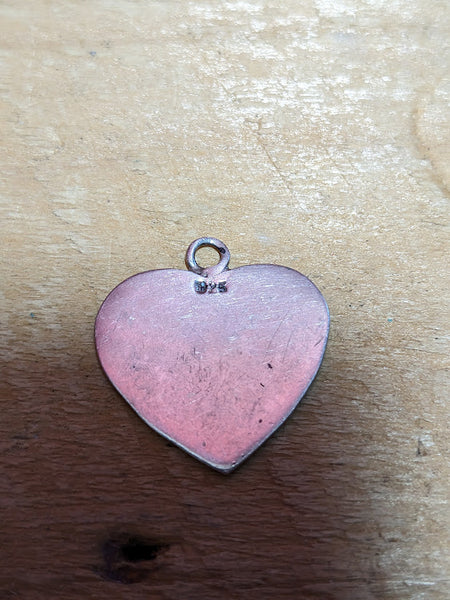 Vintage 925 Silver Flat Heart Charm