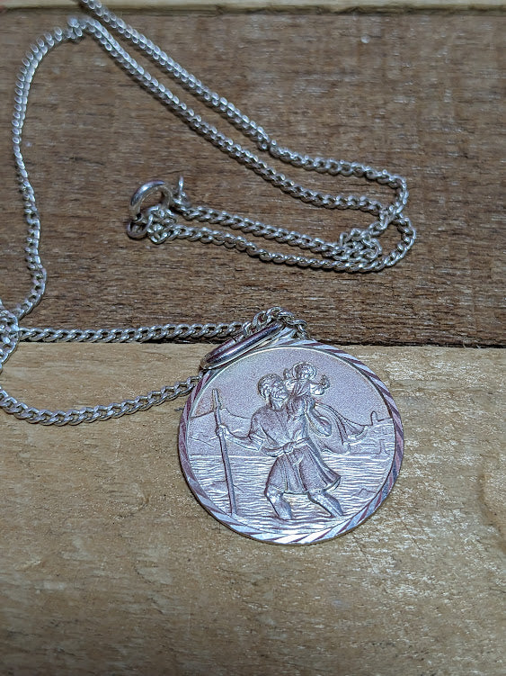 Sterling Silver St Christopher Charm and Chain