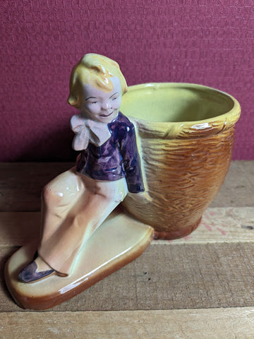 Vintage Boy Figurine with Planter