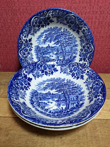 Broadhurst Blue and White English Scene Dishes x 3