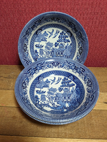 Churchill Willow Pattern Blue and White Dishes x 3