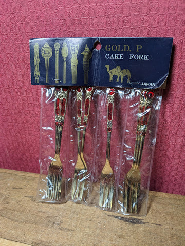 Gold P Cake Forks