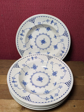 Furnivals Blue and White China Soup Dishes