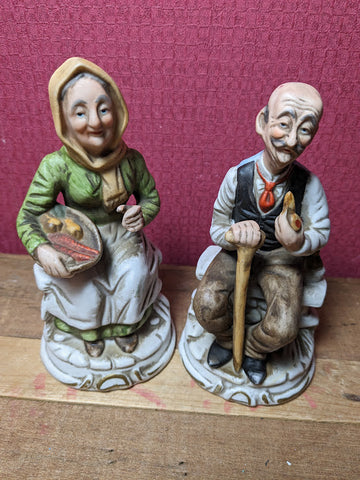 Vintage Capodimonte Imitation Man and Lady Figurines