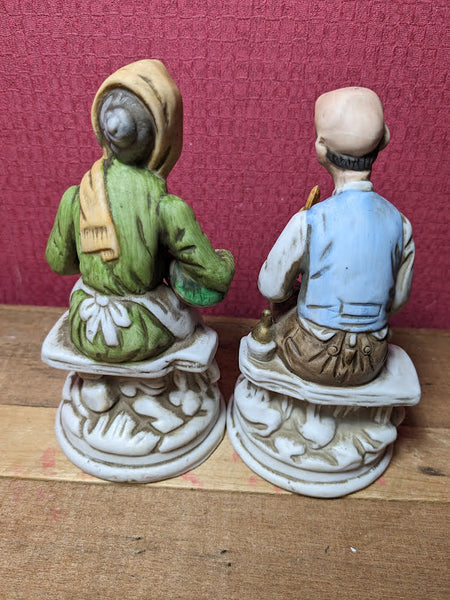 Vintage Capodimonte Imitation Man and Lady Figurines