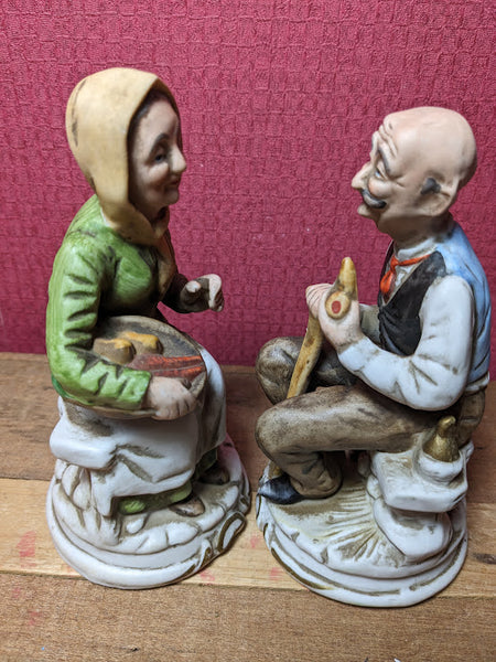 Vintage Capodimonte Imitation Man and Lady Figurines