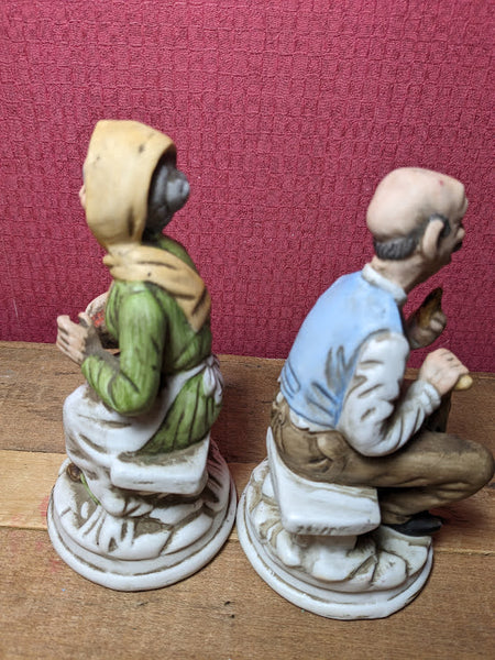 Vintage Capodimonte Imitation Man and Lady Figurines