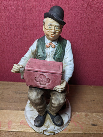 Vintage Capodimonte Imitation Man With Music Box