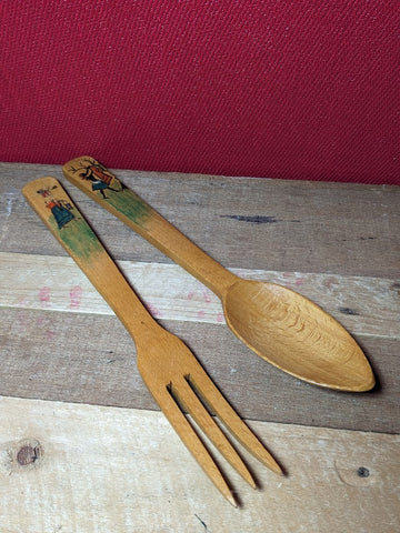 Wooden Souvenir Salad Servers