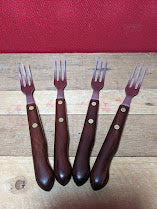 Vintage Wooden Handled Forks x 4