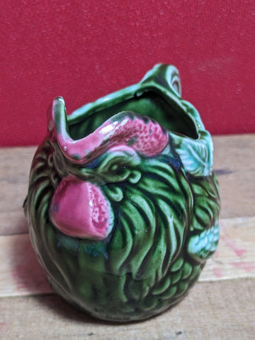 Vintage Japanese Green Rooster Jug