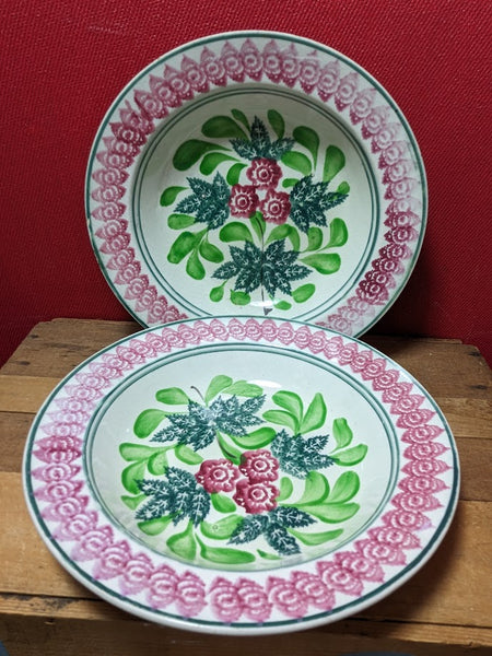 Vintage Spongeware Spatterware Dishes x 2