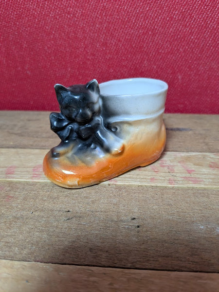Vintage Cat and Boot Egg Cup