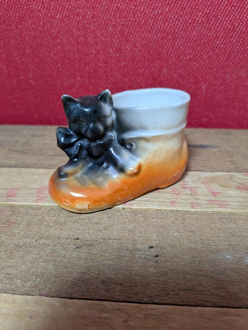 Vintage Cat and Boot Egg Cup