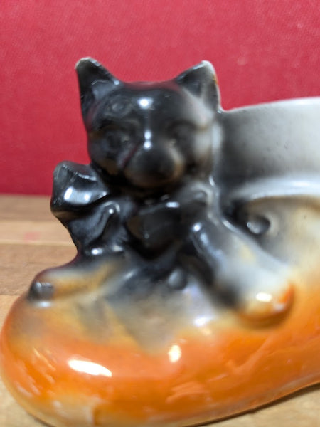 Vintage Cat and Boot Egg Cup