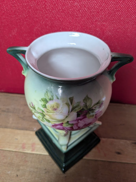Vintage Vase with Rose Design