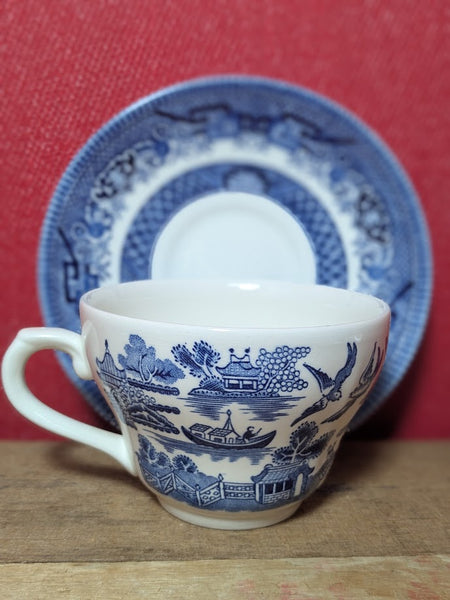 Churchill Willow Pattern Tea Cup and Saucer