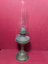 Double Wick Brass Coloured Oil Lamp