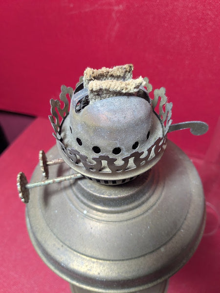 Double Wick Brass Coloured Oil Lamp