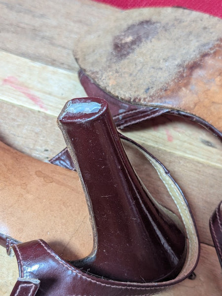 Vintage Marks and Spencer Burgandy Leather Shoes Size 8