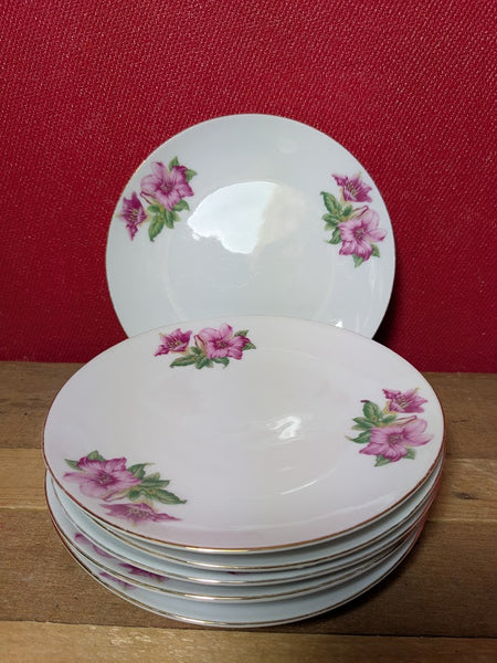 Vintage Side Plates With Lily Design x 6