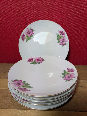 Vintage Side Plates With Lily Design x 6
