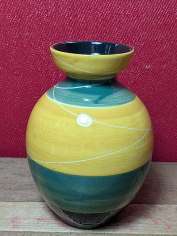 Green, Black and Yellow Irish Made Vase