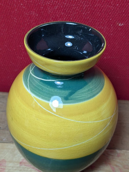 Green, Black and Yellow Irish Made Vase