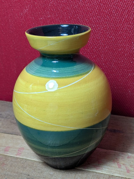 Green, Black and Yellow Irish Made Vase