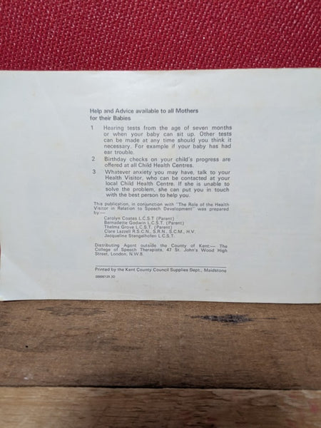 Vintage Information Booklet - Talking is child's play