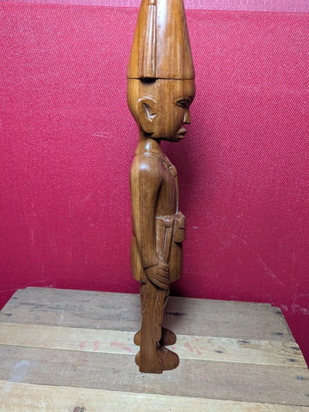 East African Soldier Carved Wooden Figurine