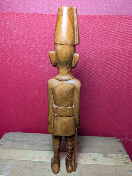 East African Soldier Carved Wooden Figurine