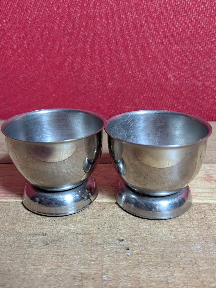 Mid Century Stainless Steel Egg Cups x 2