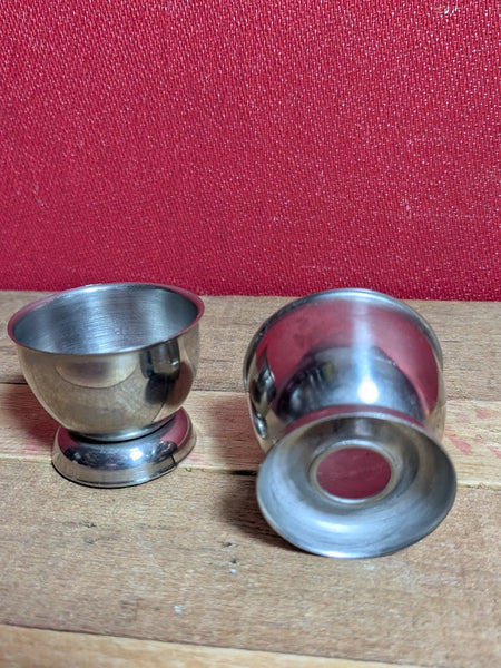 Mid Century Stainless Steel Egg Cups x 2