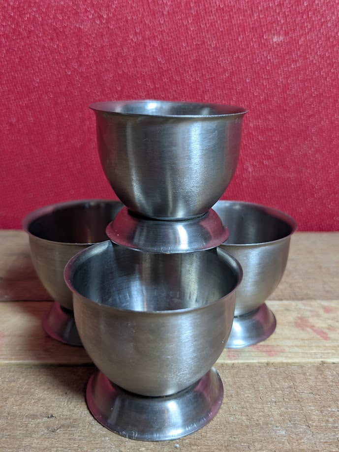 Mid Century Stainless Steel Egg Cups x 4