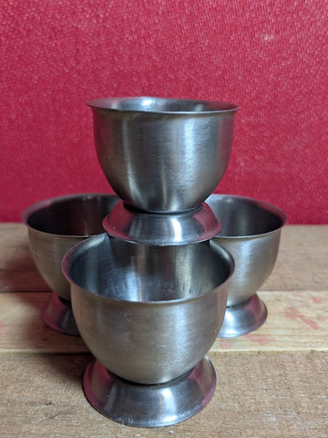 Mid Century Stainless Steel Egg Cups x 4