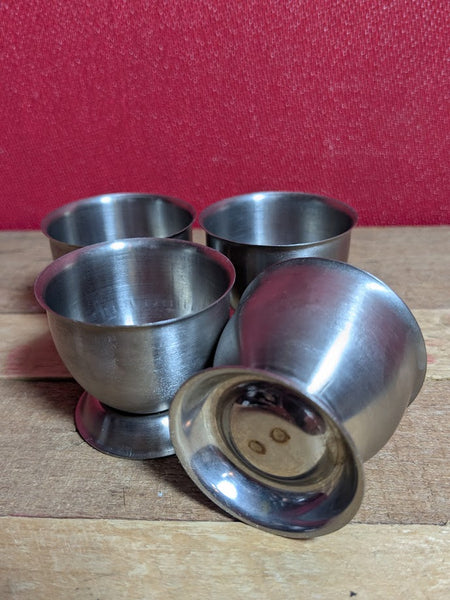 Mid Century Stainless Steel Egg Cups x 4