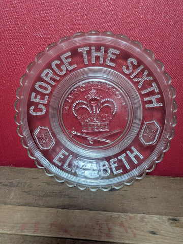 George 6th Coronation Pressed Glass Dish