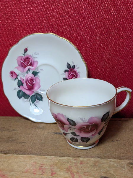 Duchess Bone China Tea Cup and Saucer Pink Rose
