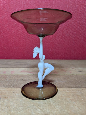 1930's Art Deco Smoke Grey Nude Lady Spirit Glass