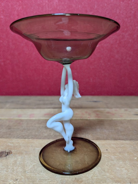 1930's Art Deco Smoke Grey Nude Lady Spirit Glass