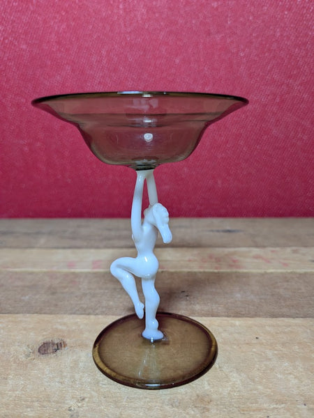 1930's Art Deco Smoke Grey Nude Lady Spirit Glass