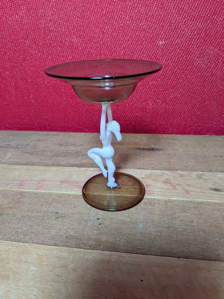 1930's Art Deco Smoke Grey Nude Lady Spirit Glass