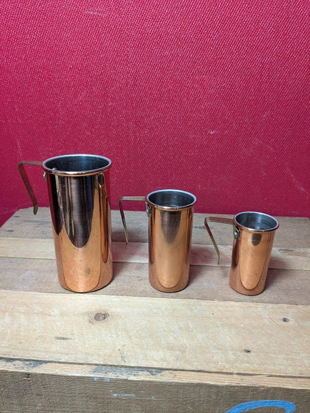 Copper and Brass Measure Cups x 3