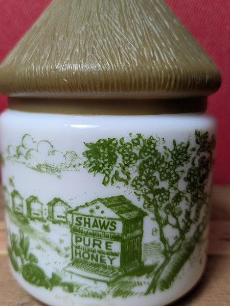 Vintage White Glass Honey Pot