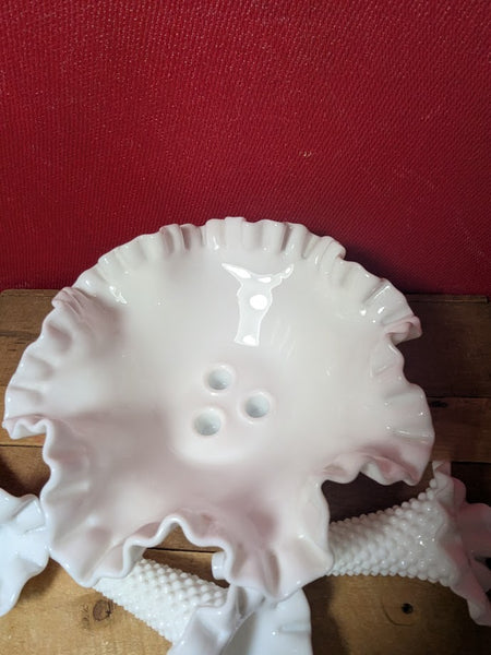 Fenton Milk Glass Three Horned Center Piece
